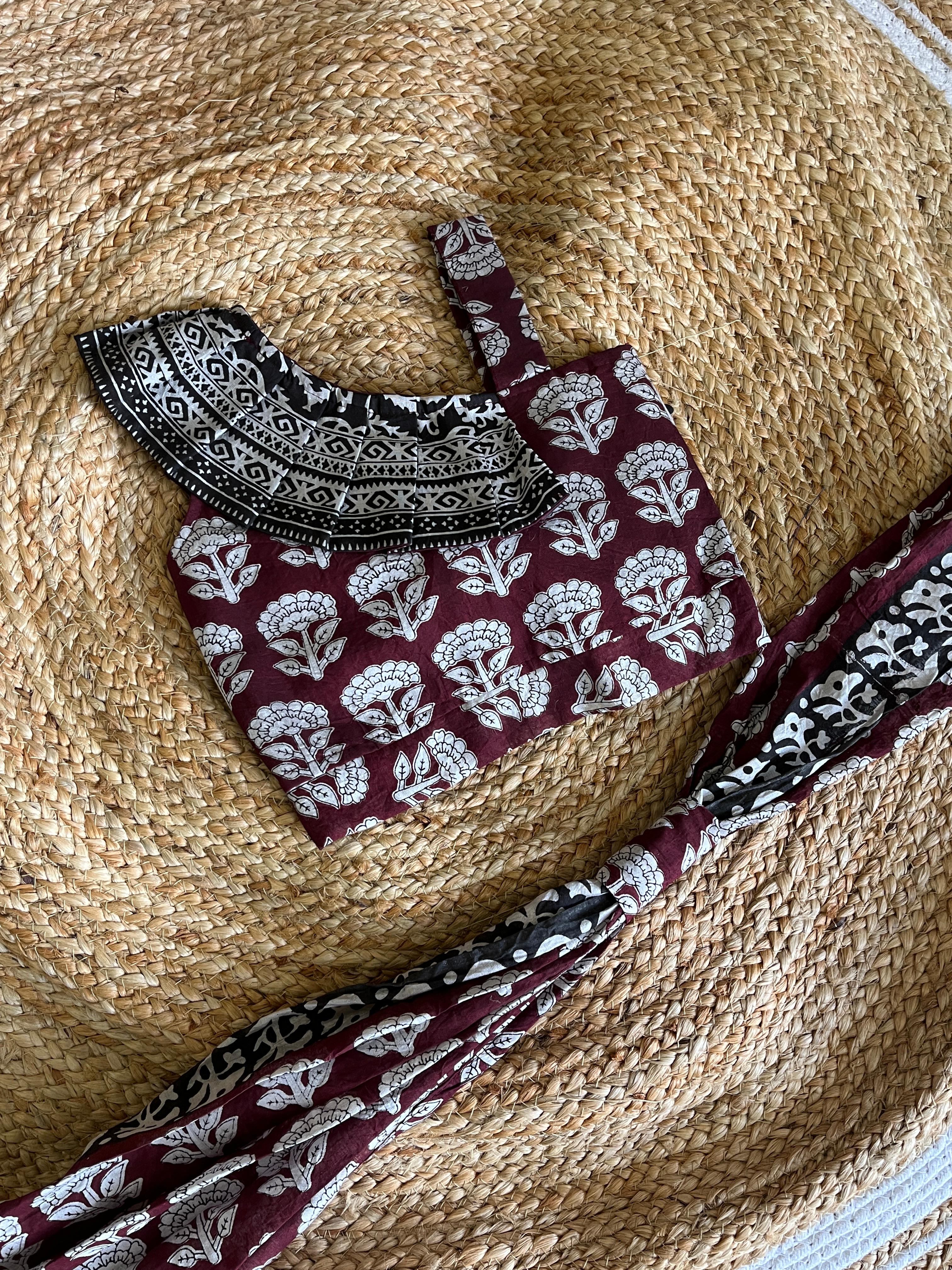 Mini Maroon Blossom Lehenga Set