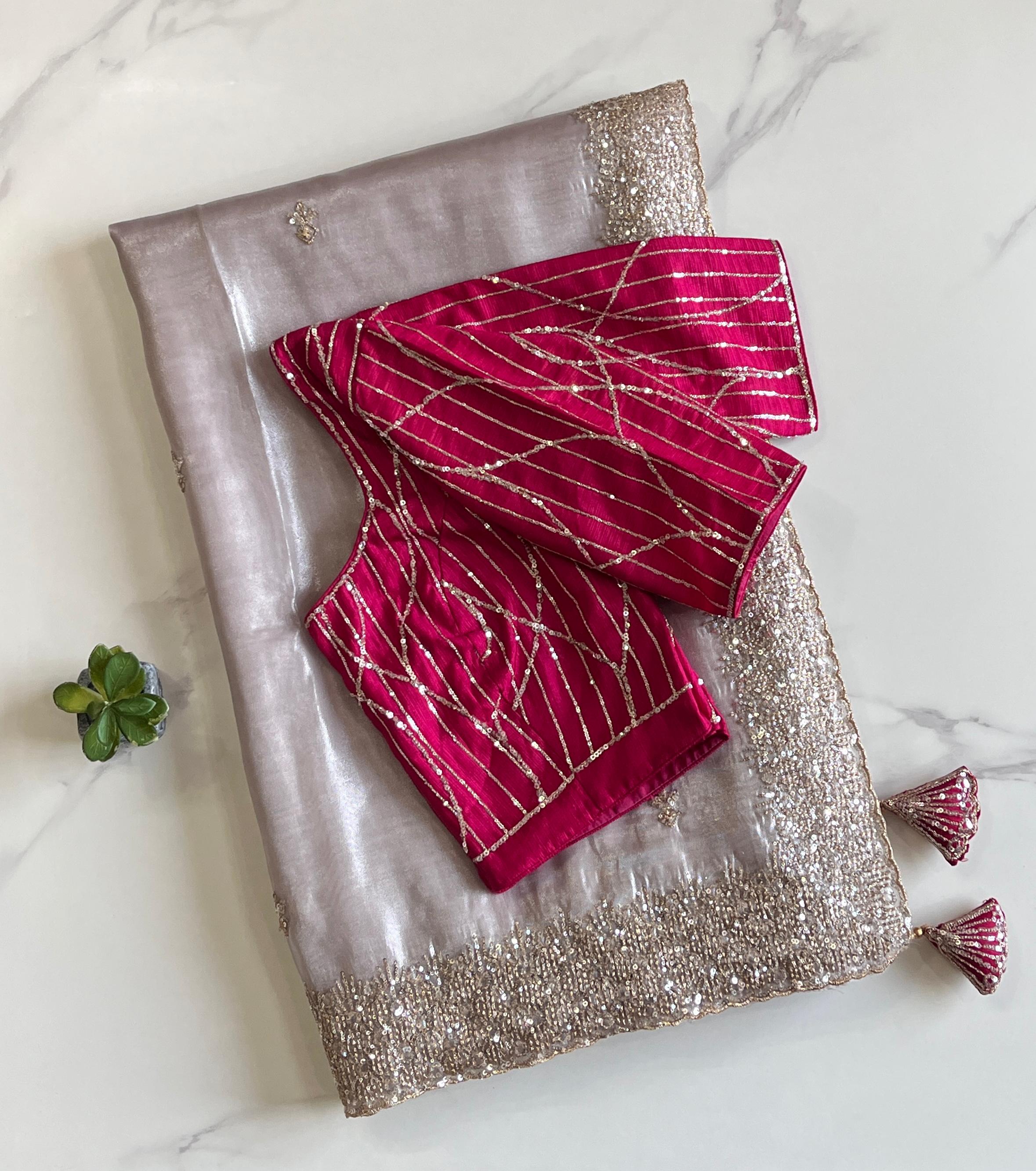 Tissue Sequence Saree