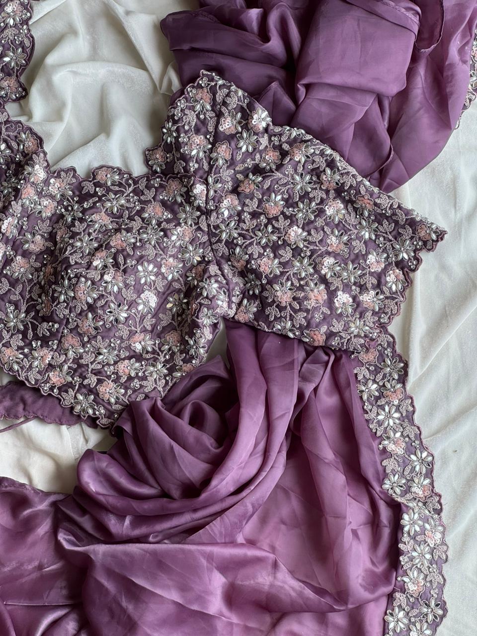 Mauve Ready To Wear Saree