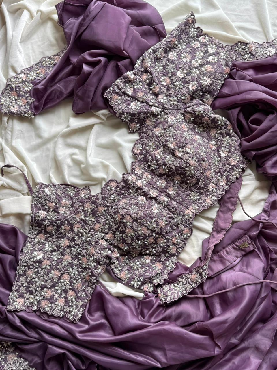 Mauve Ready To Wear Saree