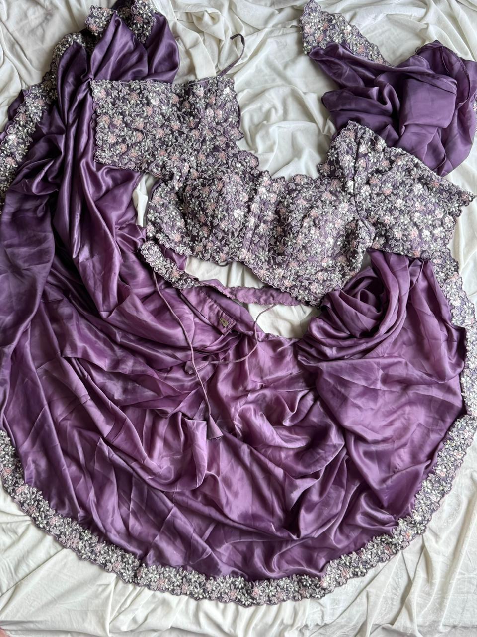Mauve Ready To Wear Saree