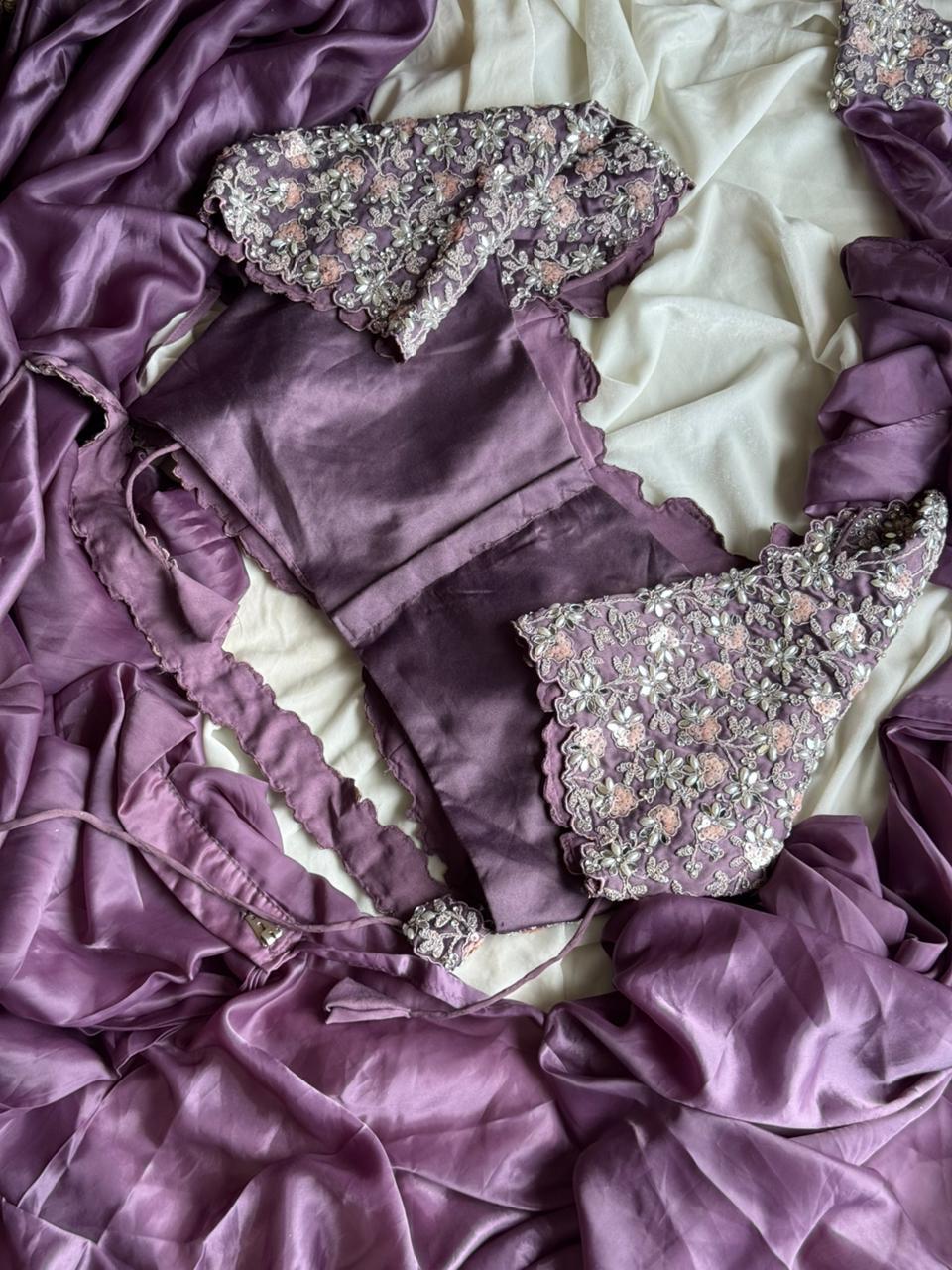 Mauve Ready To Wear Saree