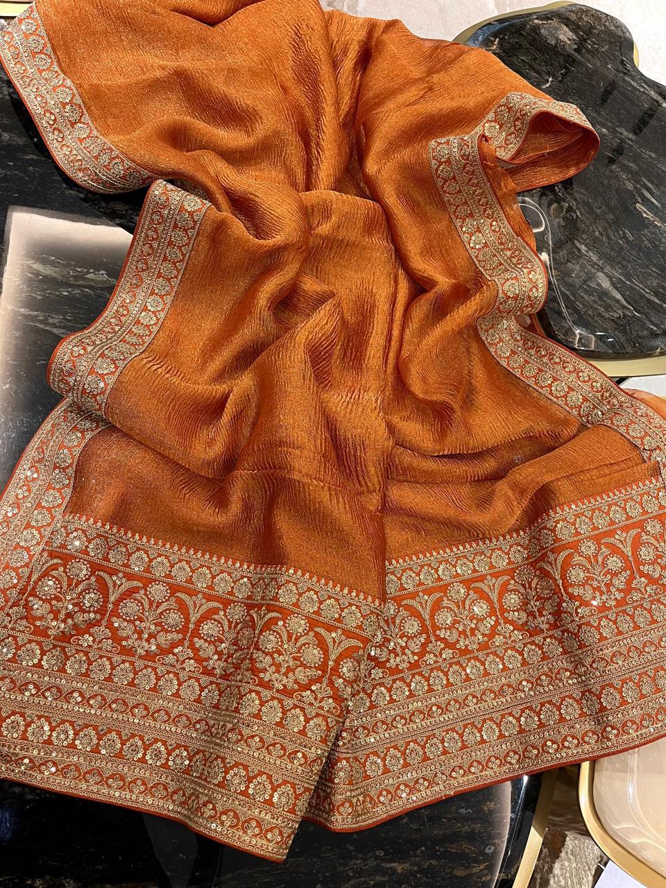 Crush Tissue Saree