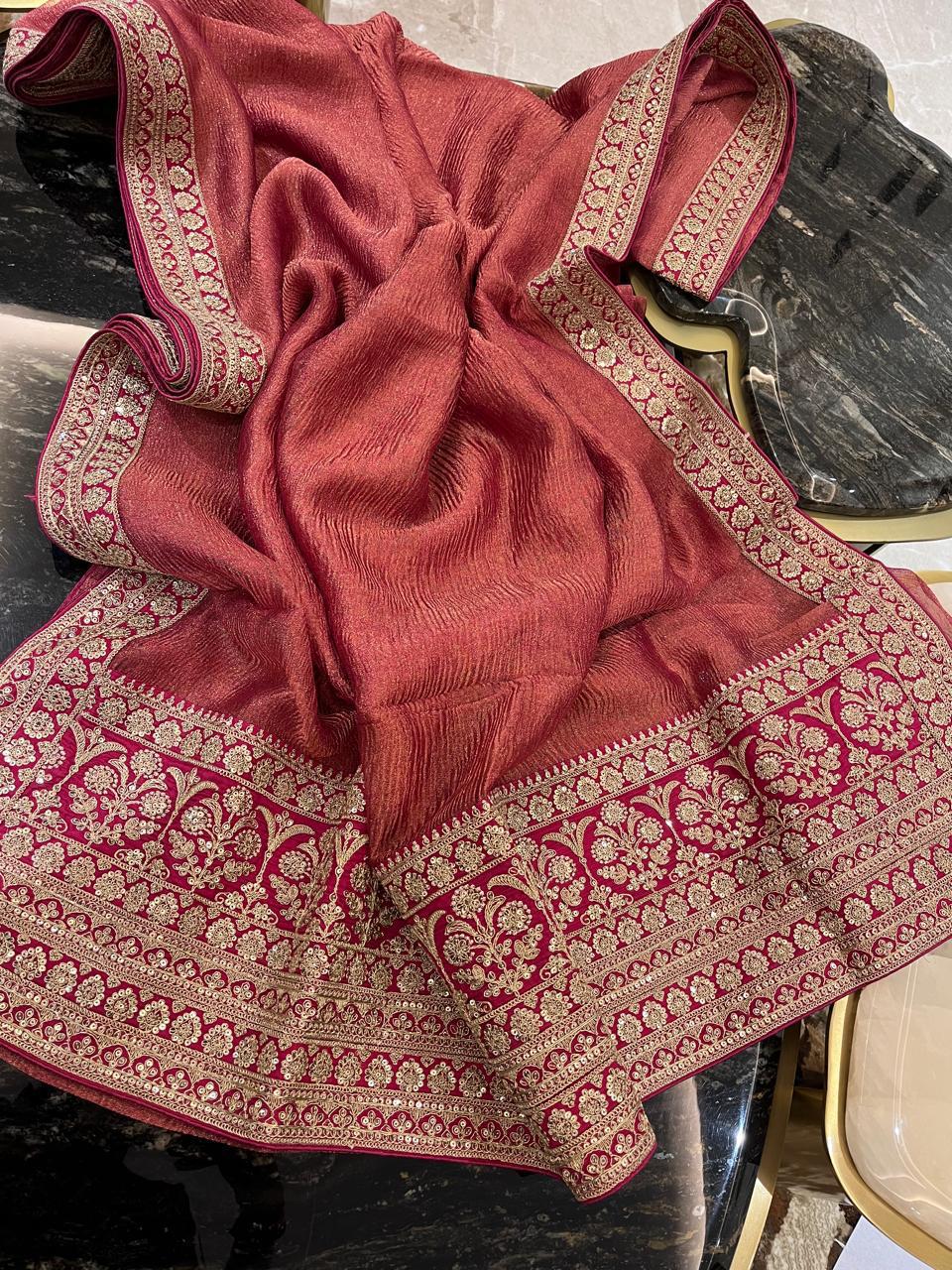 Crush Tissue Saree