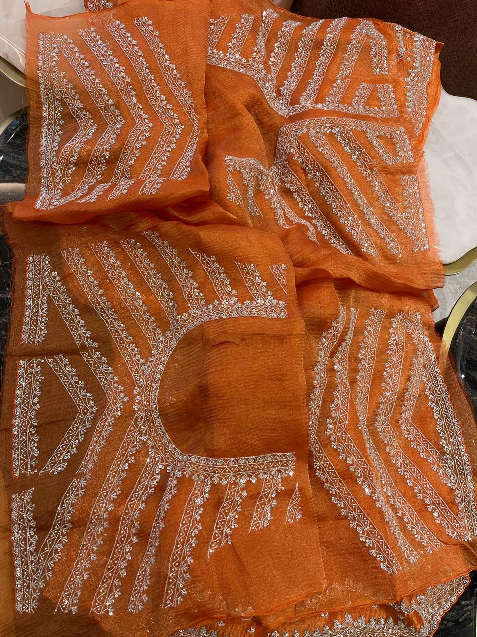 Orange Handwork Saree