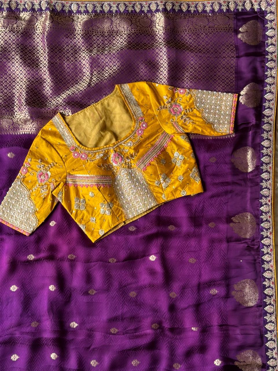 Yellow Purple Saree