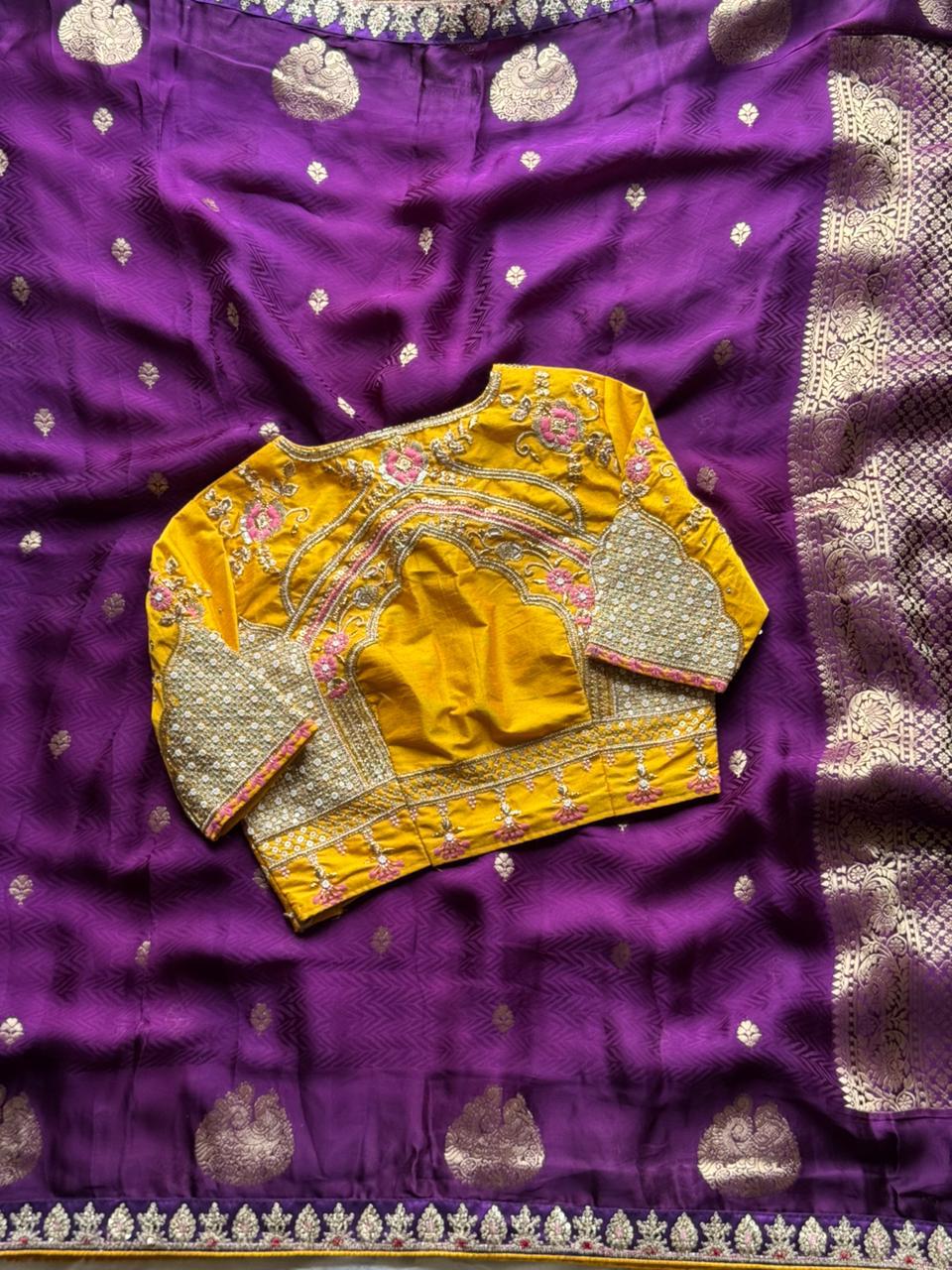Yellow Purple Saree