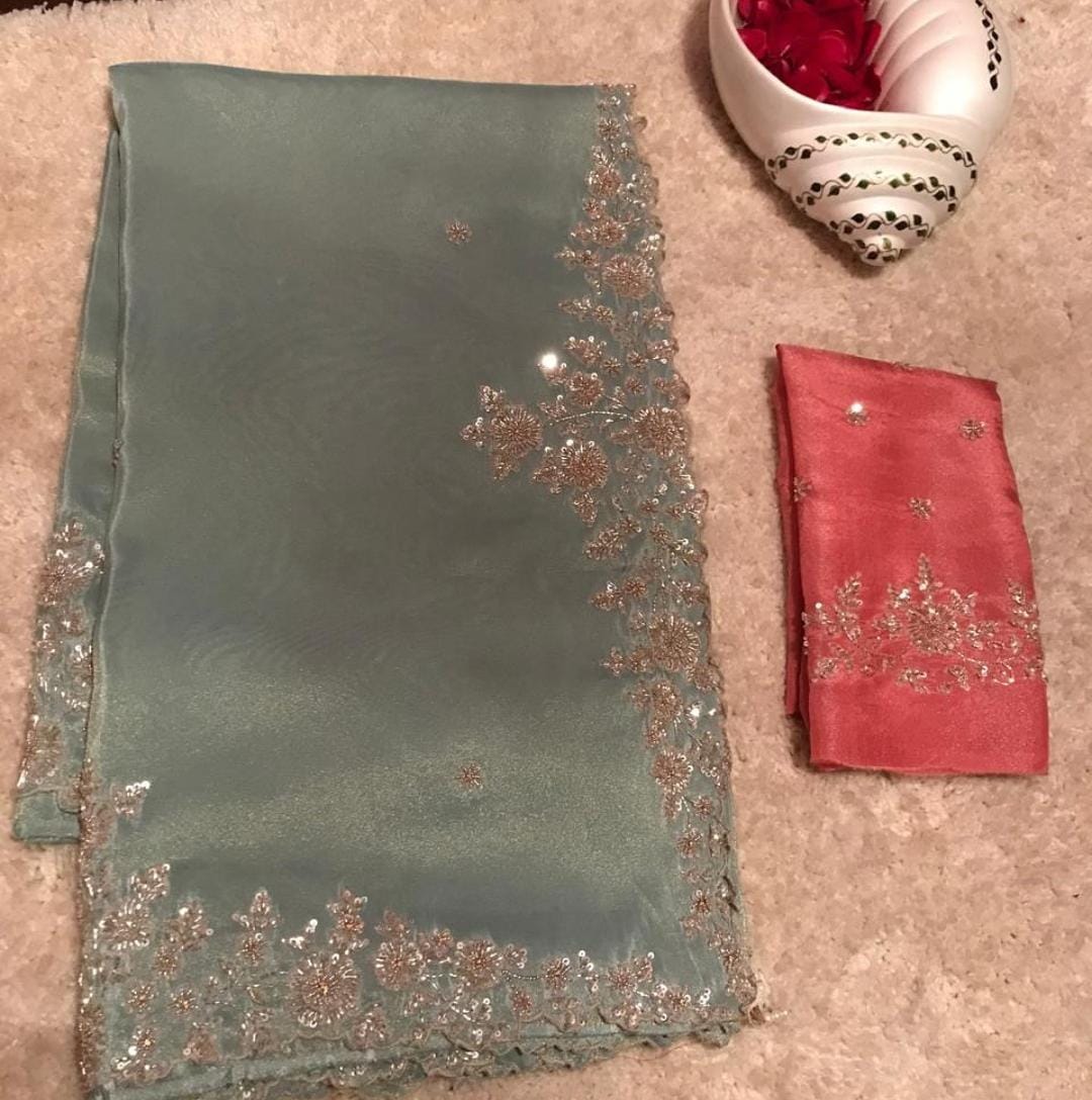 Tissue Handwork Saree