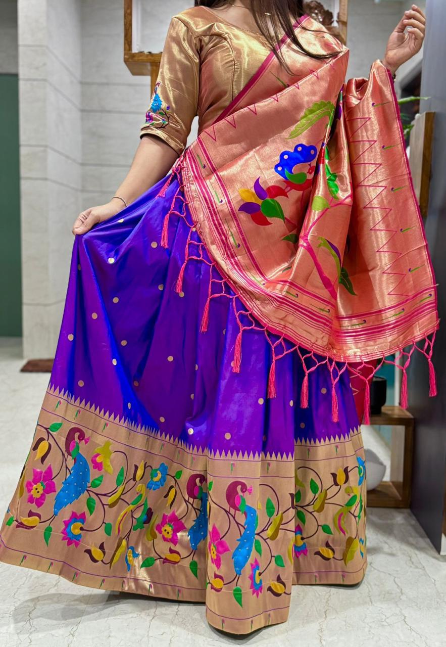 Purple Pattu Lehenga Sets
