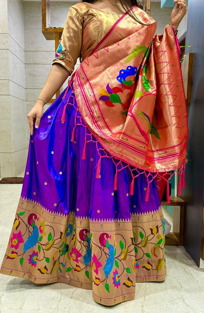 Purple Pattu Lehenga Sets