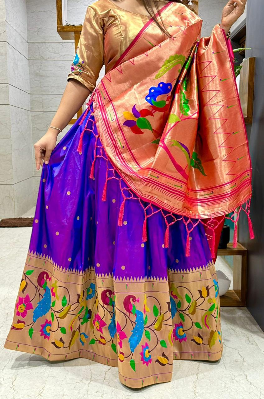 Purple Pattu Lehenga Sets