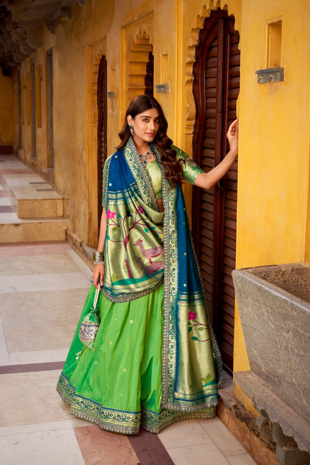 Harit Paithani Silk Lehenga Set