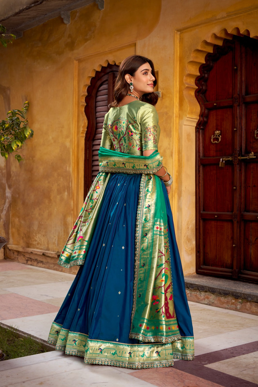 Harit Paithani Silk Lehenga Set