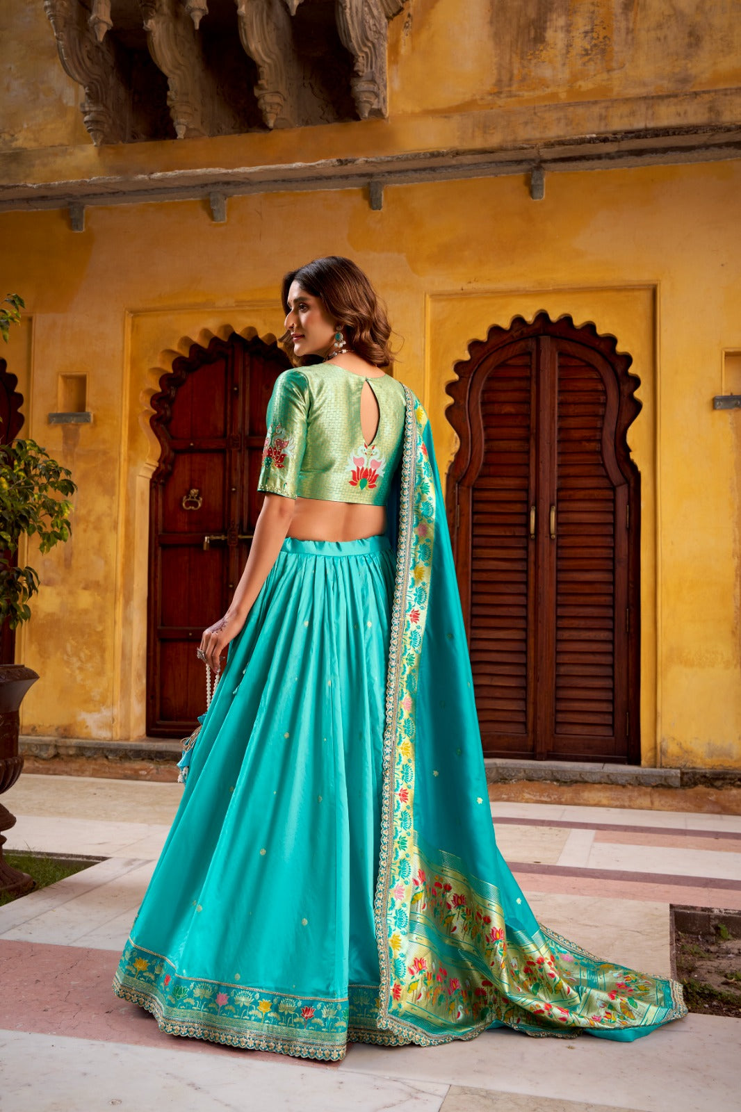 Harit Paithani Silk Lehenga Set
