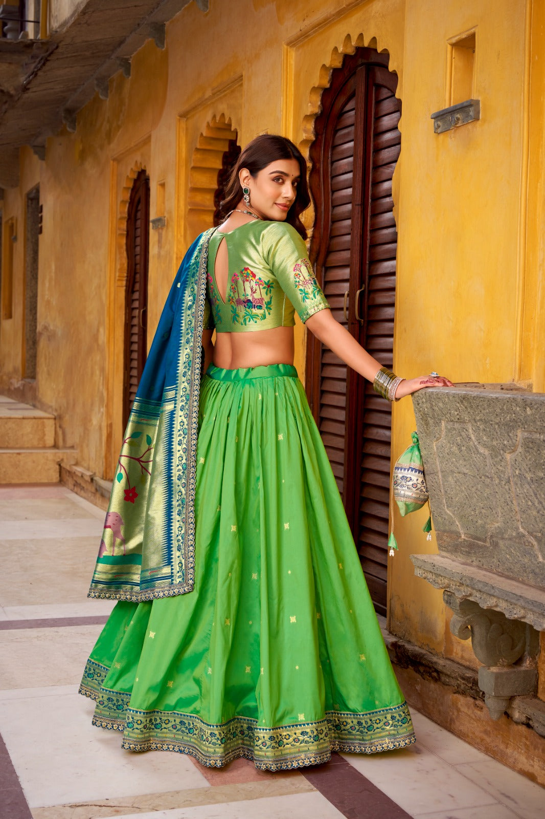 Harit Paithani Silk Lehenga Set