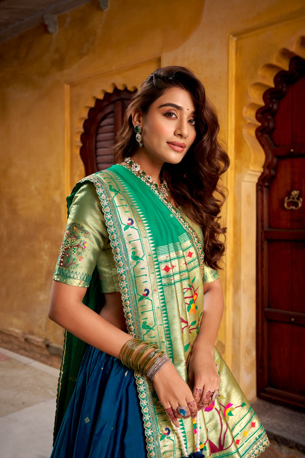 Harit Paithani Silk Lehenga Set