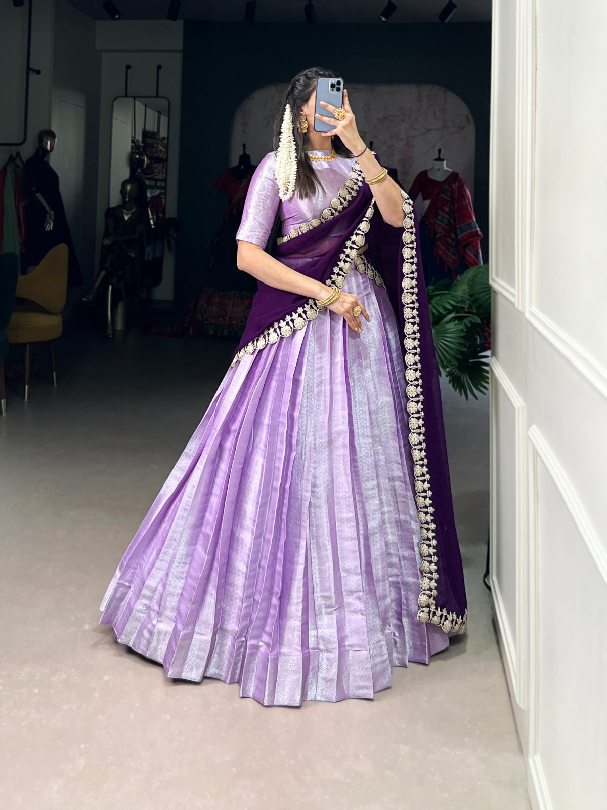 Lavender Weave Jacquard Lehenga Set
