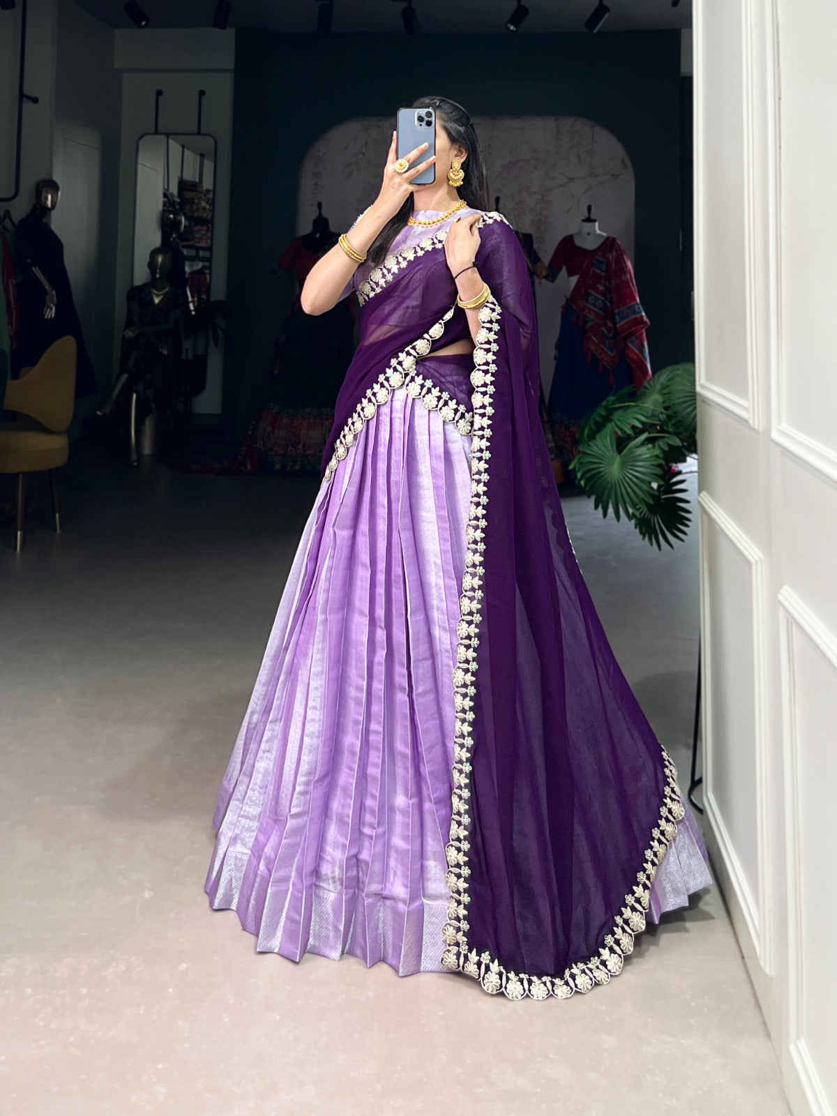 Lavender Weave Jacquard Lehenga Set