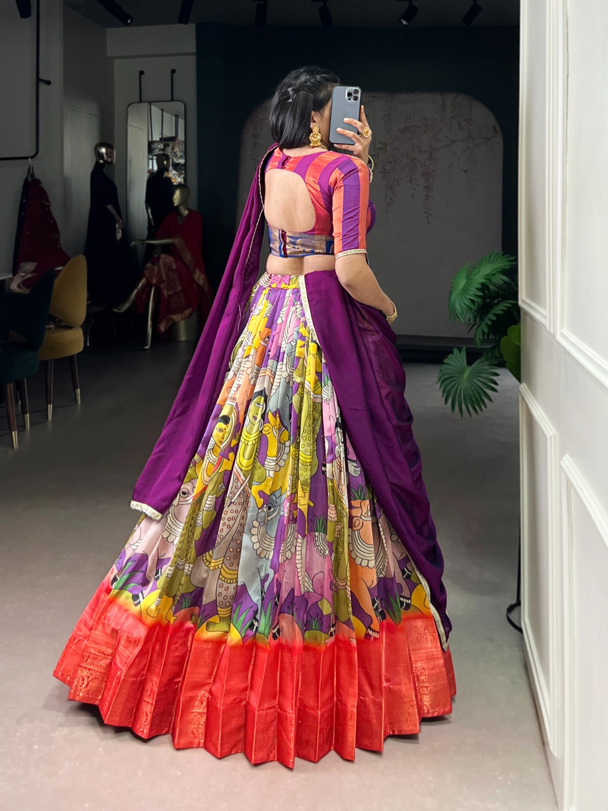 Kalamkari Royale Dola Silk Lehenga Set