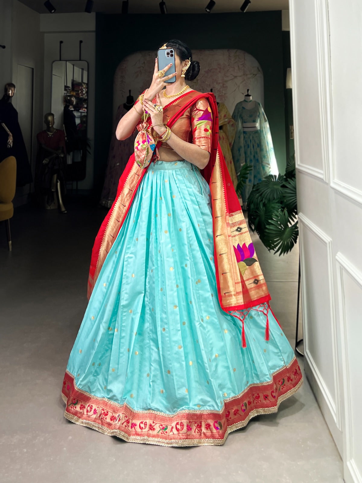 Paithani Jacquard Silk Lehenga set