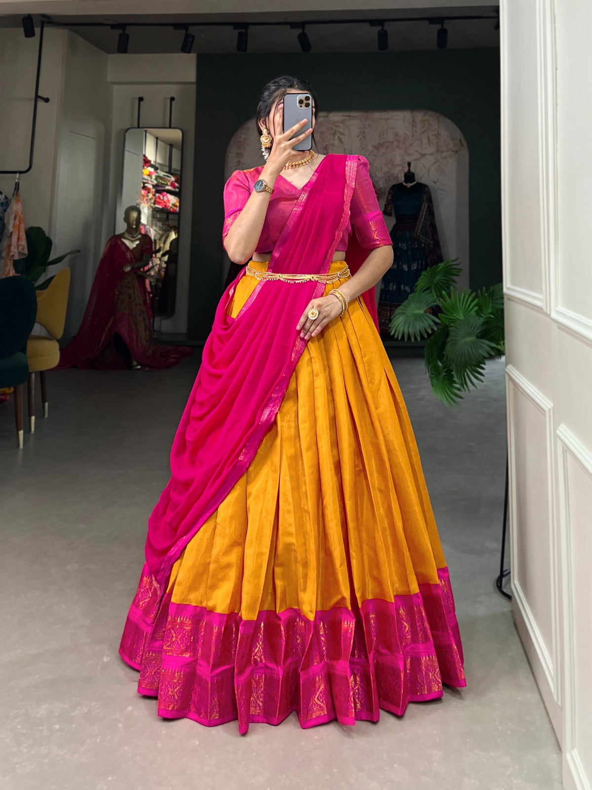 Kanchipuram cotton silk lehenga set