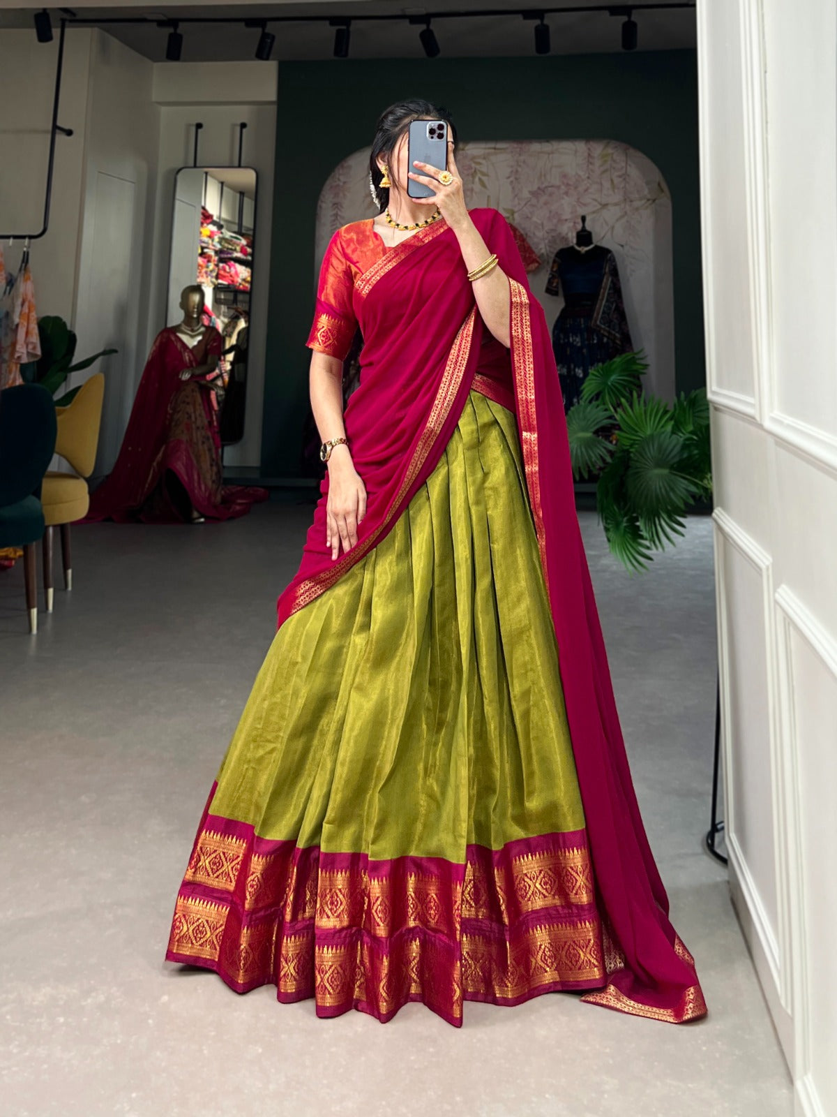 Kanchipuram cotton silk lehenga set