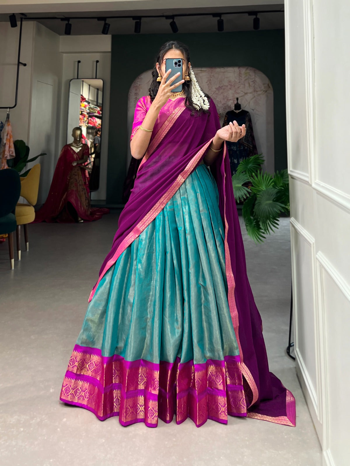 Kanchipuram cotton silk lehenga set