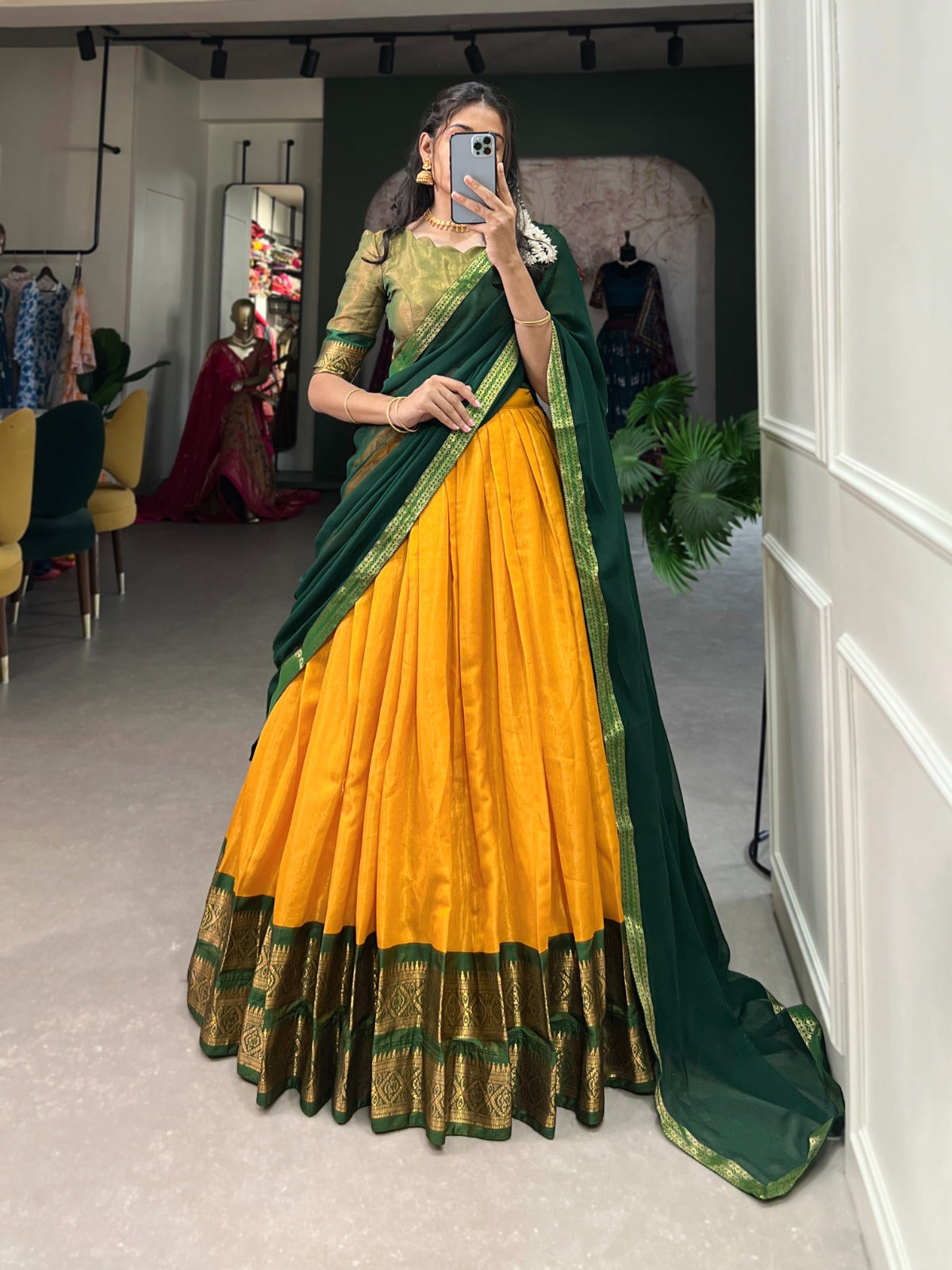 Kanchipuram cotton silk lehenga set