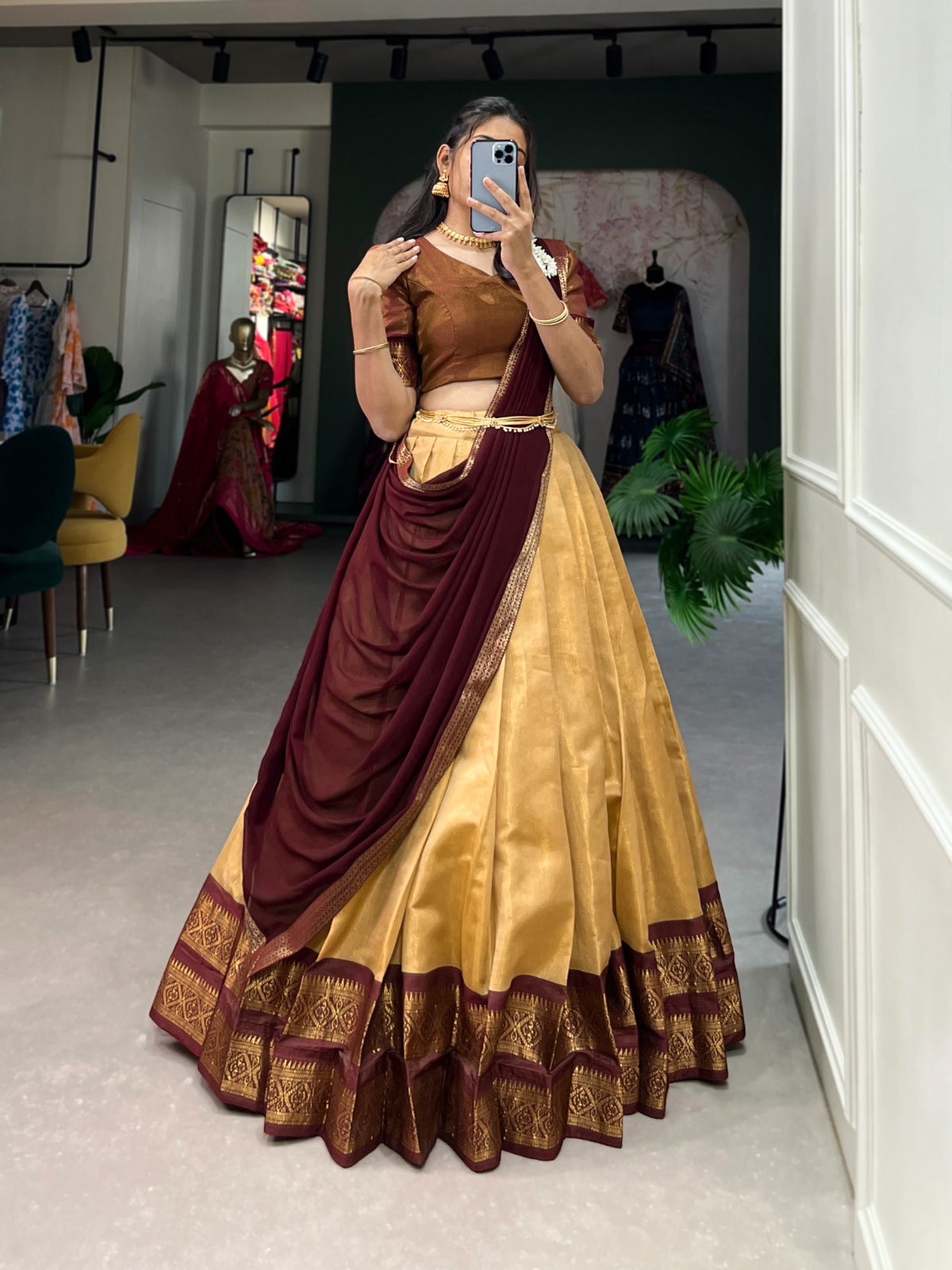 Kanchipuram cotton silk lehenga set