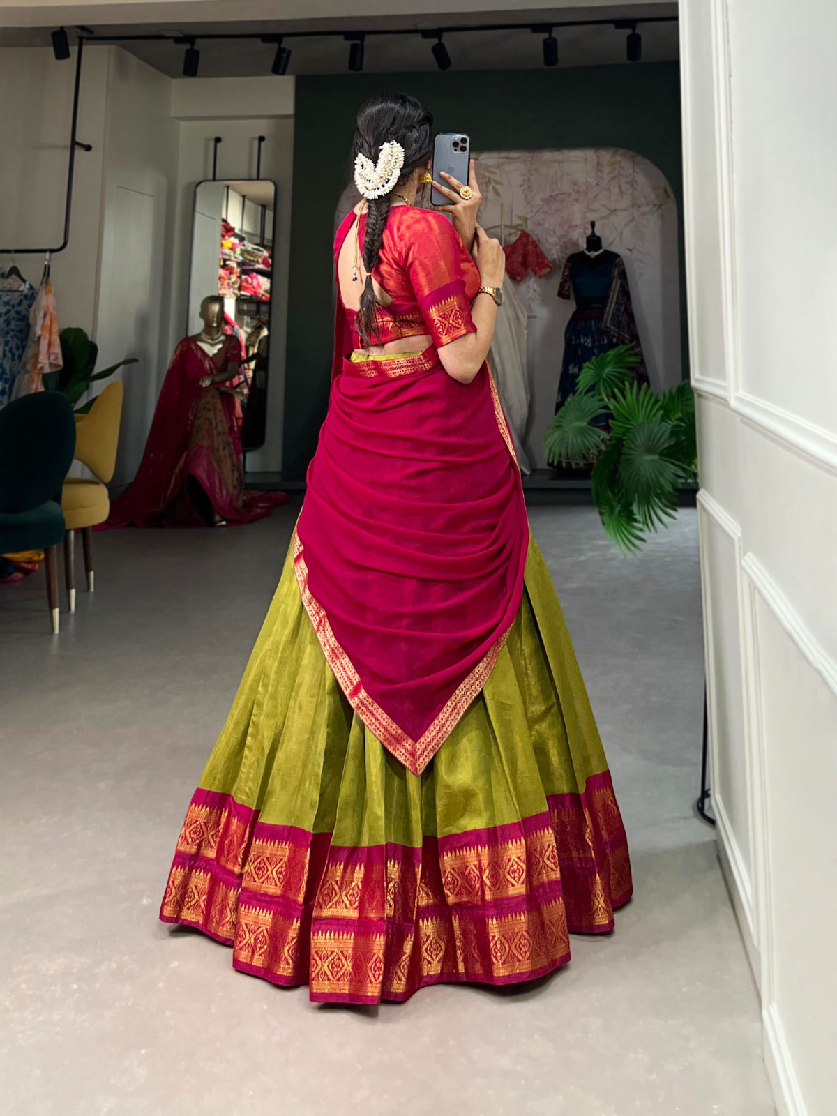 Kanchipuram cotton silk lehenga set