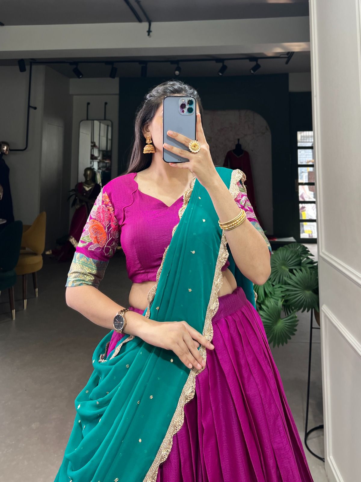 Ishaani Cotton Silk Lehenga Set