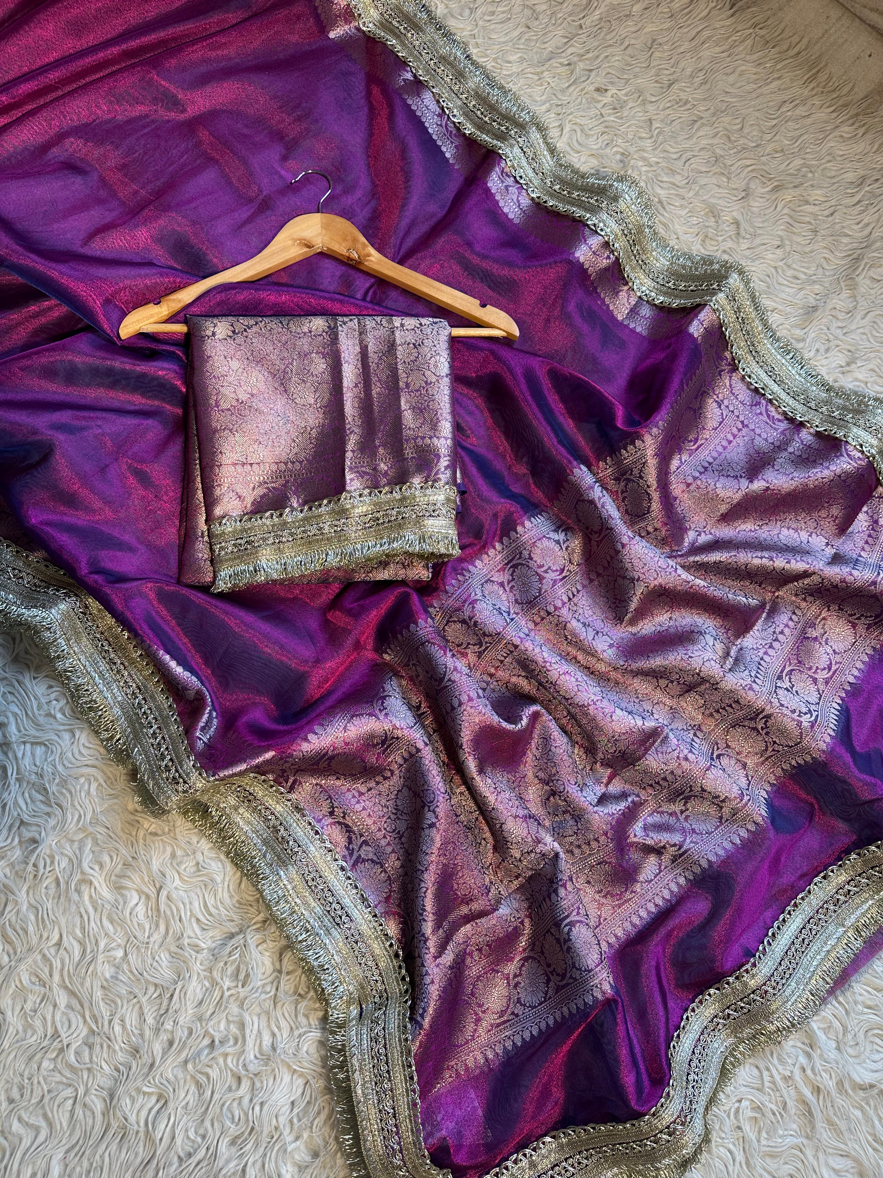 Purple Banarasi Tissue Saree