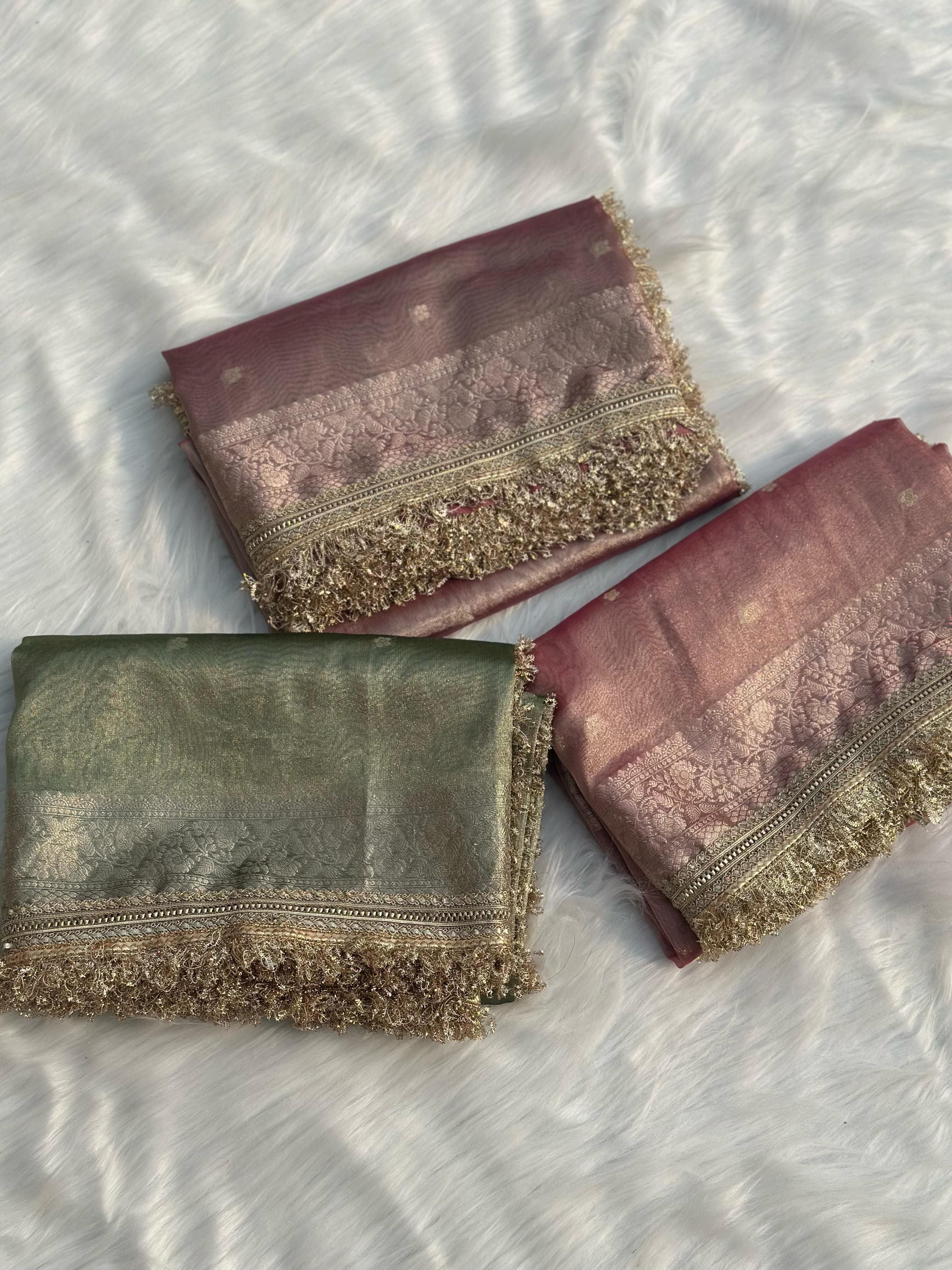 Suneheri Aura Tissue Banarasi Saree