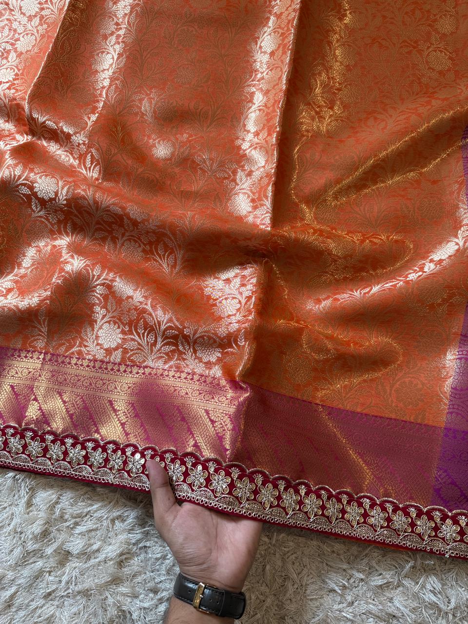 Orange Kanjivaram Silk Saree