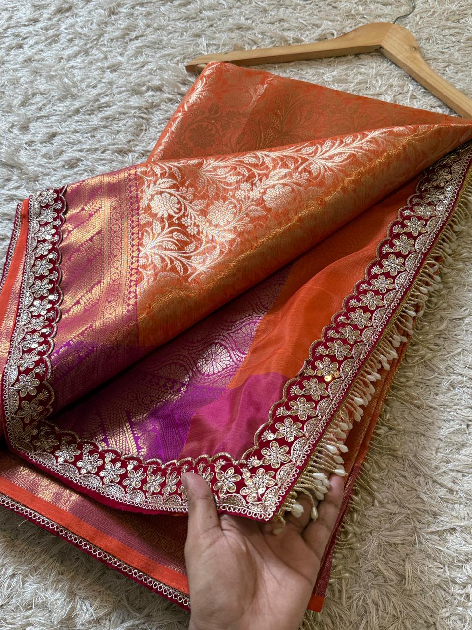 Orange Kanjivaram Silk Saree