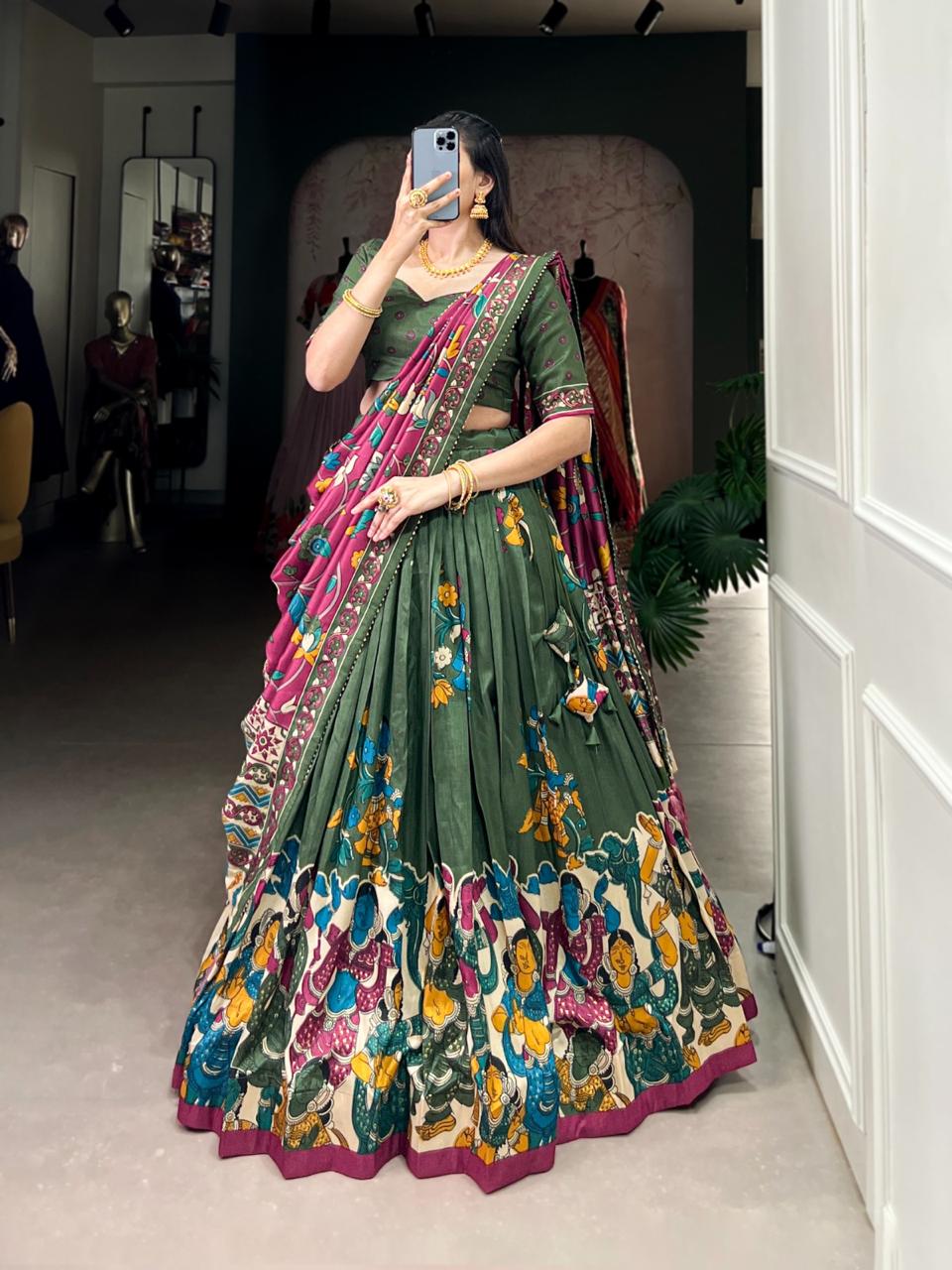 Tussar Glow Kalamkari Lehenga Set