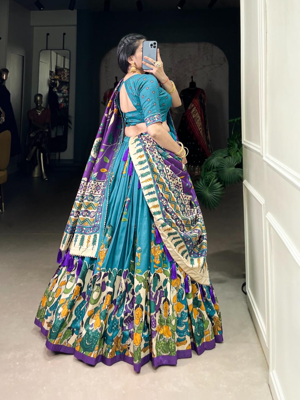 Tussar Glow Kalamkari Lehenga Set