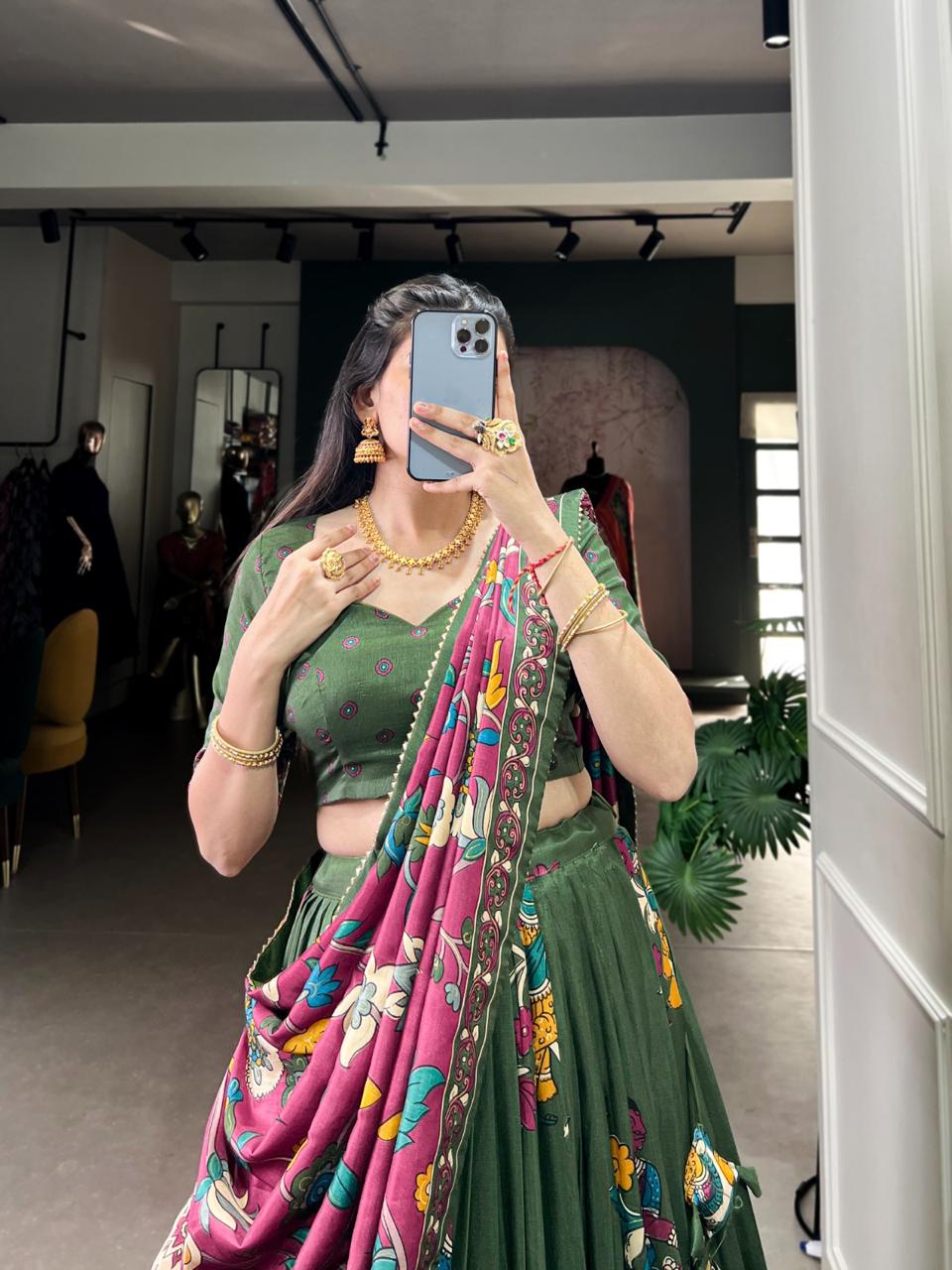 Tussar Glow Kalamkari Lehenga Set