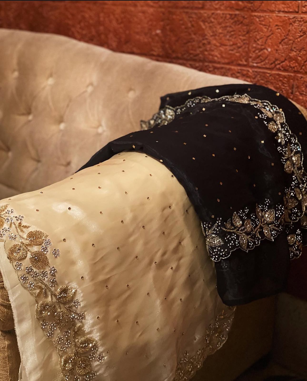 Gold Satin Organza Saree