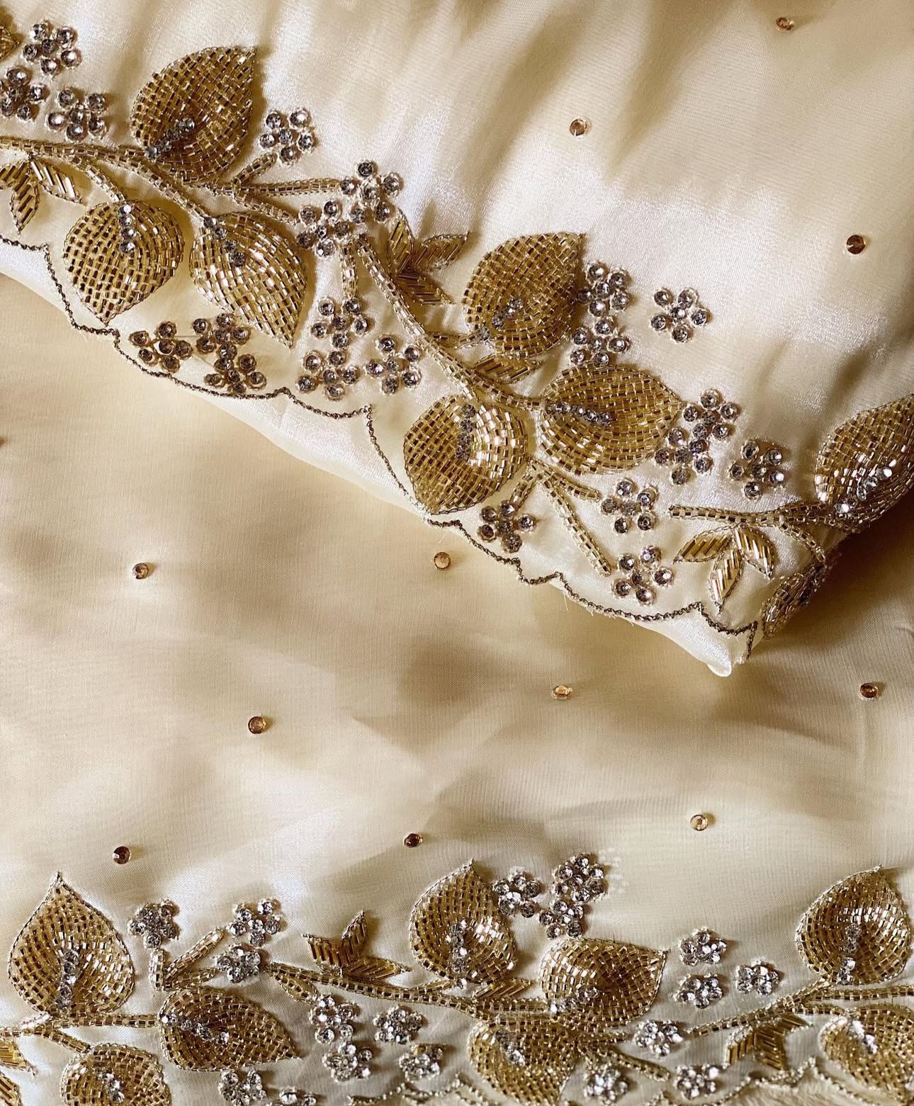 Gold Satin Organza Saree