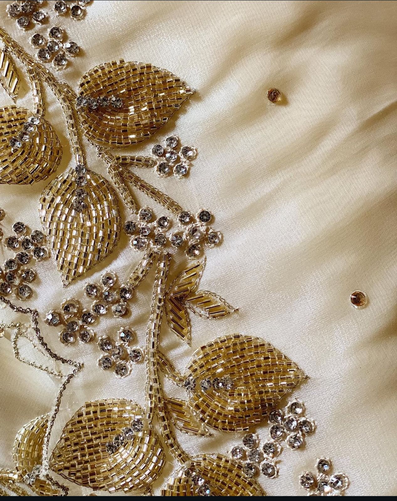 Gold Satin Organza Saree