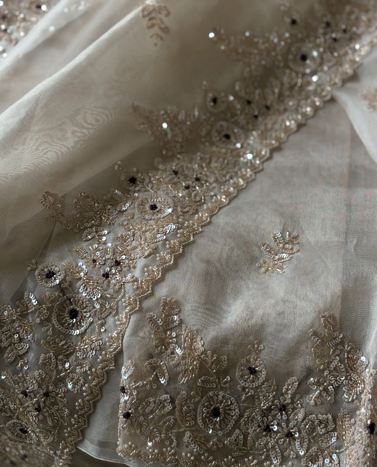 Ivory Bloom Organza Saree