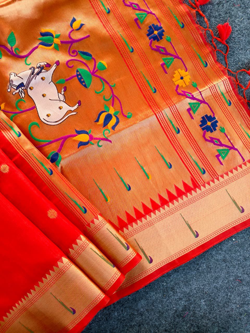 Paithani Tussar Silk Saree