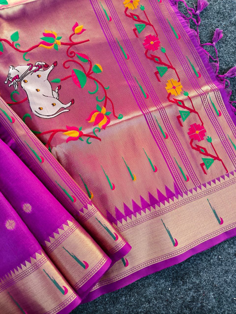 Paithani Tussar Silk Saree