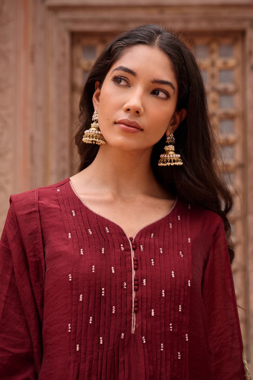 Maroon kurta set
