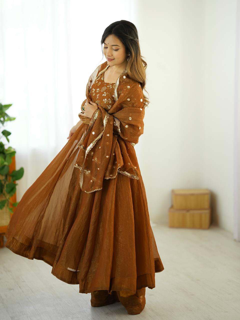 Ishqara Designer Crunchy Silk Anarkali Set