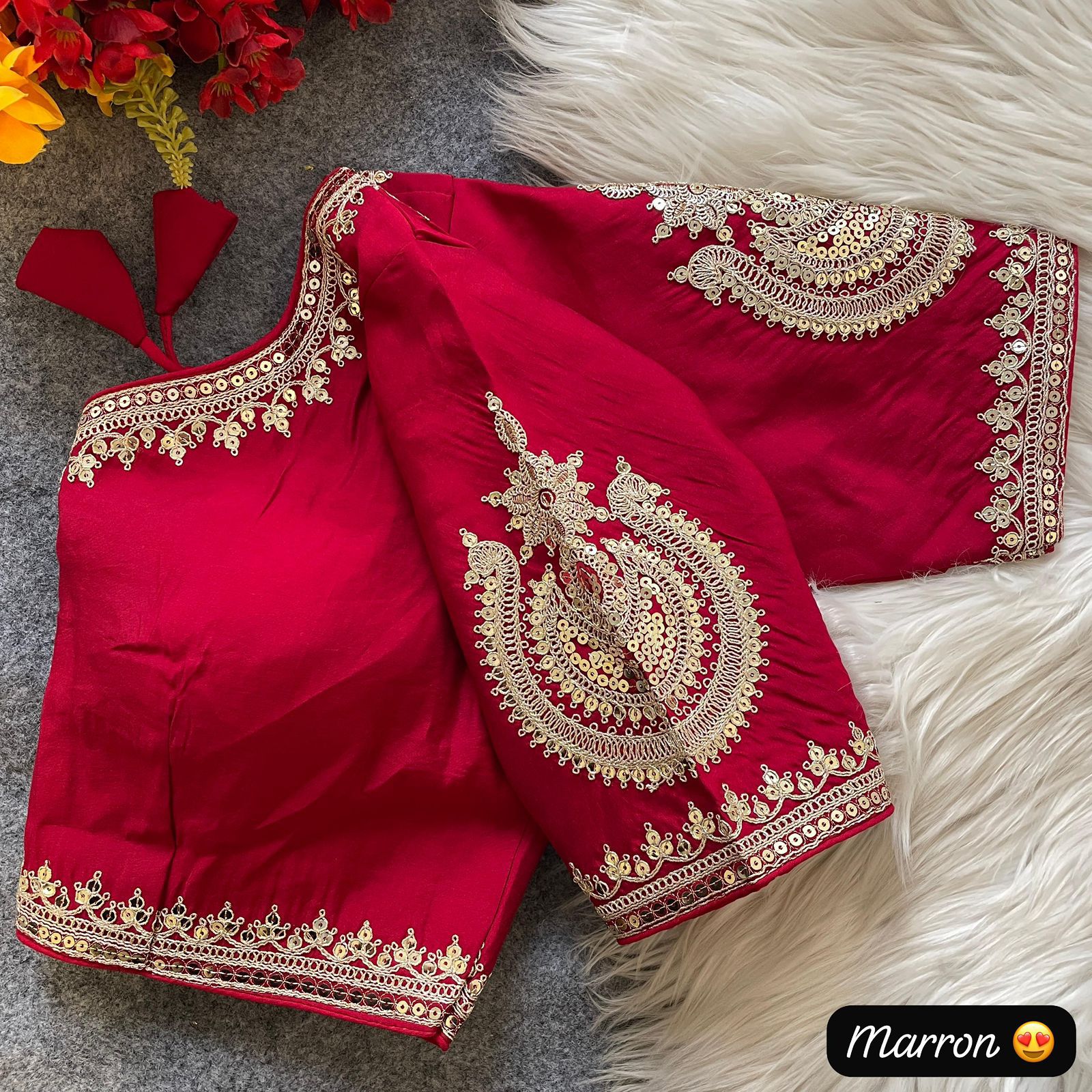Royal Roman Silk Embroidered Blouse