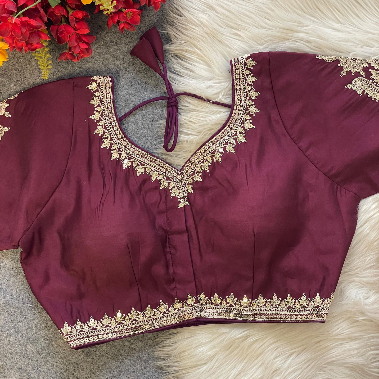Royal Roman Silk Embroidered Blouse
