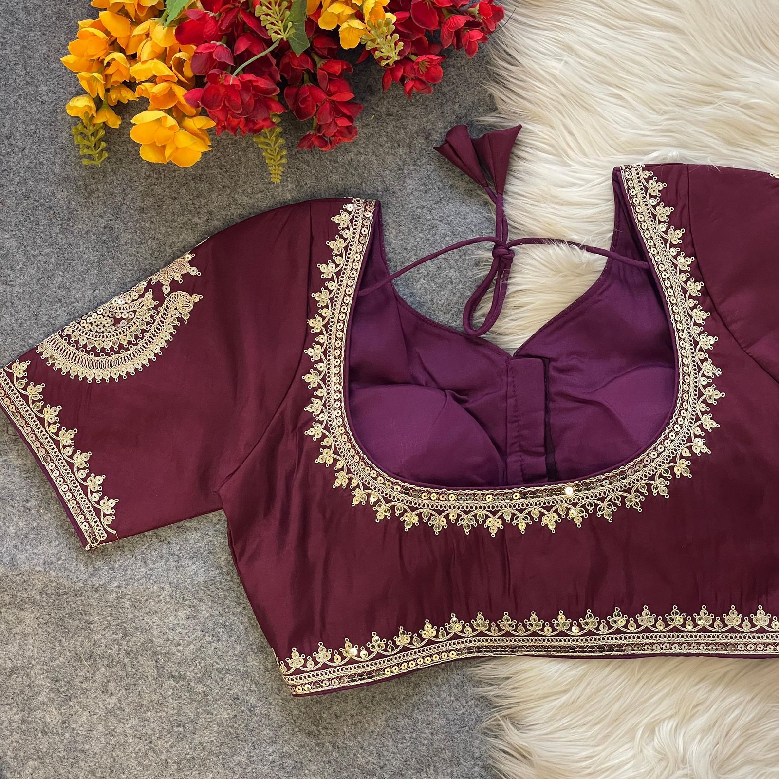 Royal Roman Silk Embroidered Blouse