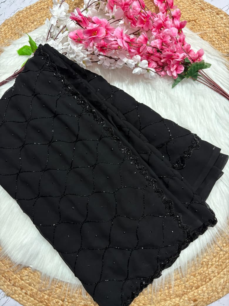 Eclipse Black-on-Black Designer Saree